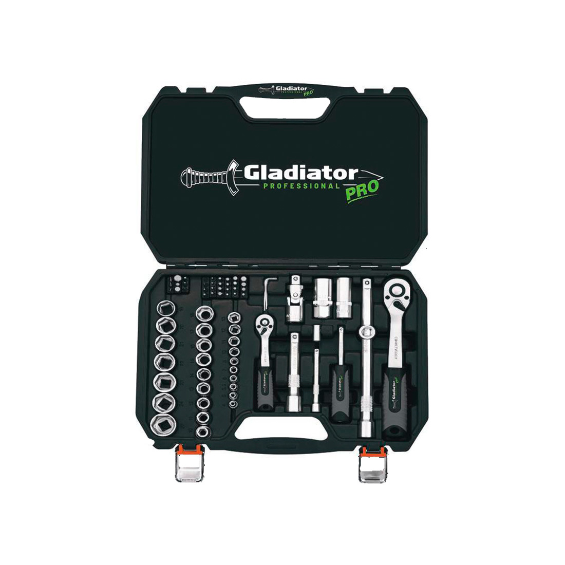 Juego de Cubos Gladiador 1/2" y 1/4" 73 Piezas